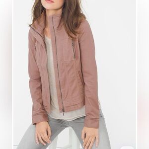 White House Black Market Women's 4 Faded Mauve Pink Zip-Up Utility-Style Jacket